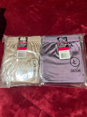 Satin Bikini Panties - Lavender & Champagne - L